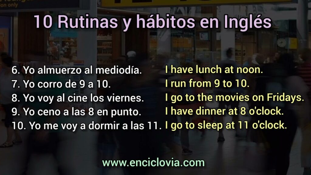 Ejercicios de inglés presente simple rutinas